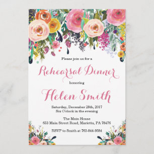 Floral Rehearsal Dinner Invitation Card