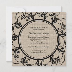 Floral Rehearsal Dinner Invitation on burlap
