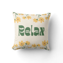 Floral Relax Throw Pillow – Inspirational Quote