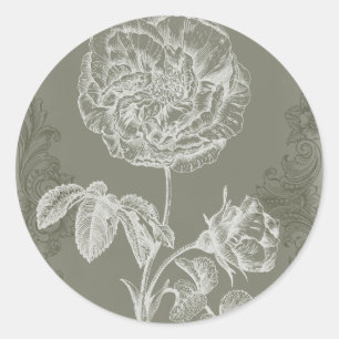 Floral Relief I Classic Round Sticker