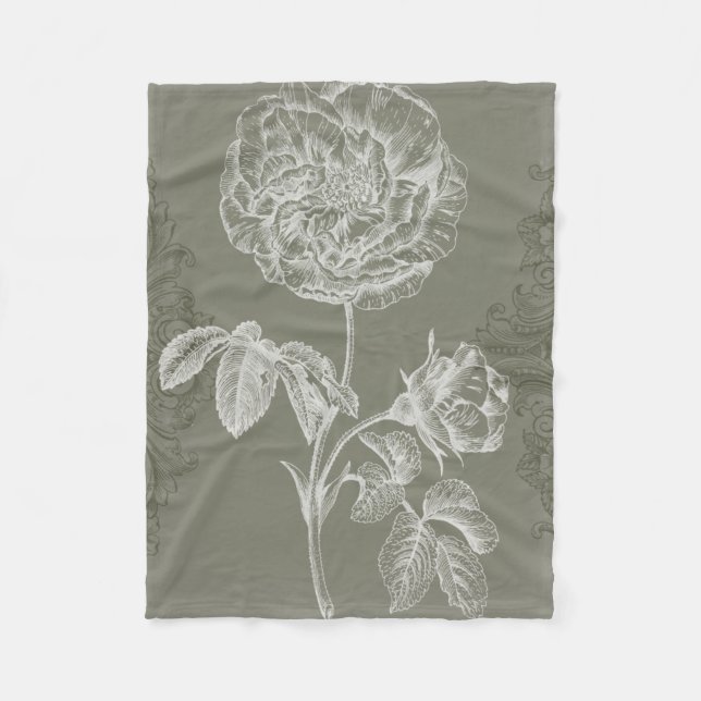 Floral Relief I Fleece Blanket (Front)