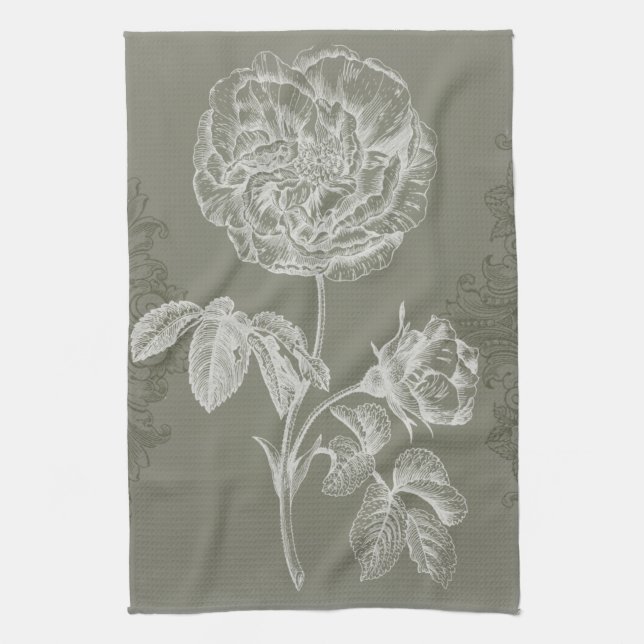 Floral Relief I Kitchen Towel (Vertical)