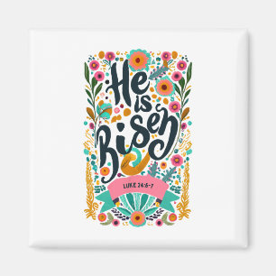 Floral Religious He Is Risen Christian Easter Magnet