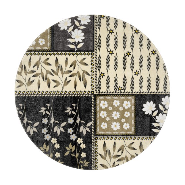 Floral  repeating seamless  pattern textured cutting board (Front)