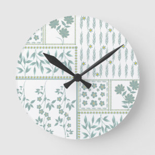 Floral repeating seamless pattern textured round clock