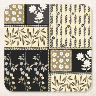 Floral repeating seamless pattern textured square paper coaster