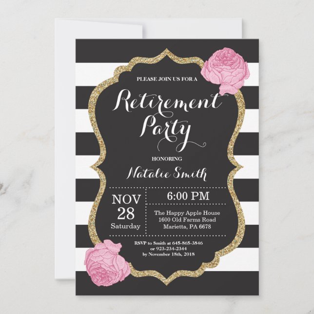 Floral Retirement Party Invitation Card (Front)