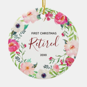 Floral Retraité Premier Ornement de Noël