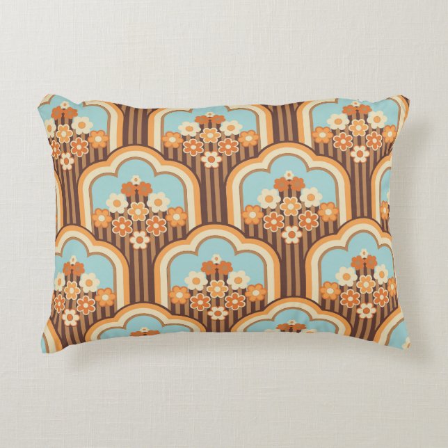Floral Retro: 70s Wallpaper Revival Accent Pillow (Front)
