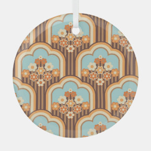 Floral Retro: 70s Wallpaper Revival Glass Ornament