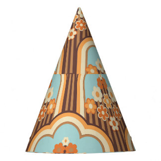 Floral Retro: 70s Wallpaper Revival Party Hat