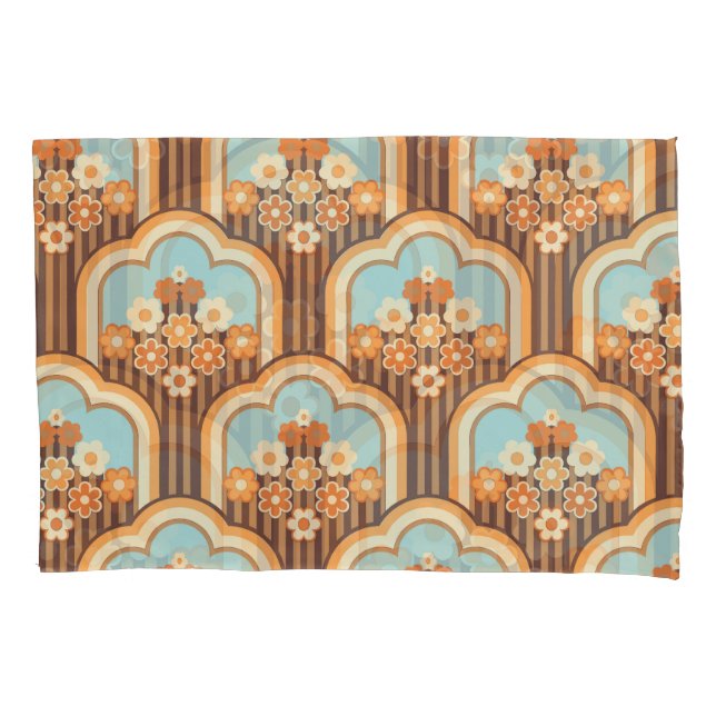 Floral Retro: 70s Wallpaper Revival Pillowcase (Front)