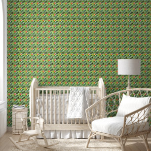 Floral Retro Cute Daisy Green Cheerful Groovy Wallpaper