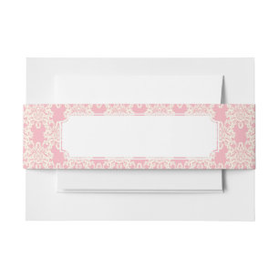 Floral retro damask invitation belly band