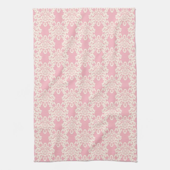Floral retro damask kitchen towel (Vertical)