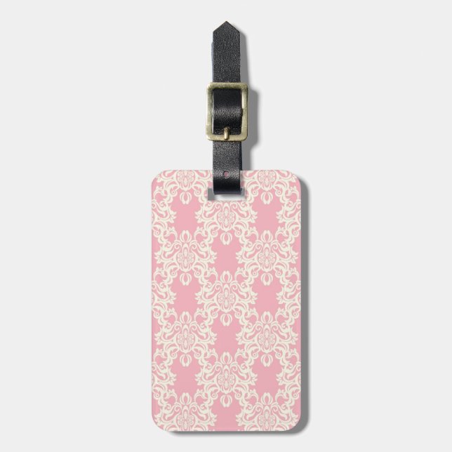 Floral retro damask luggage tag (Front Vertical)
