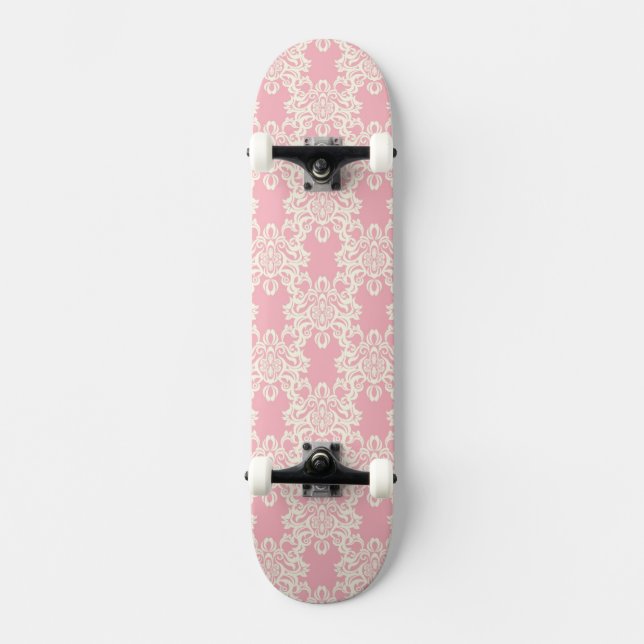 Floral retro damask skateboard (Front)