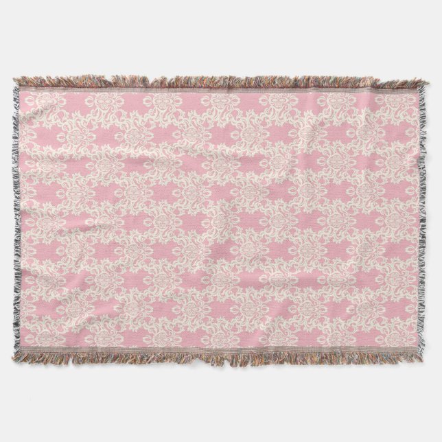 Floral retro damask throw blanket (Front)