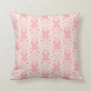 Floral retro damask throw pillow