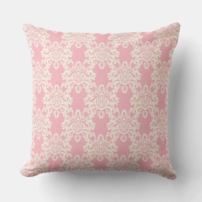 Floral retro damask throw pillow (Front)