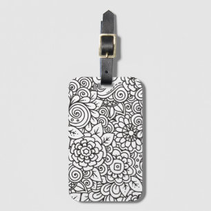 Floral Retro Doodle Luggage Tag