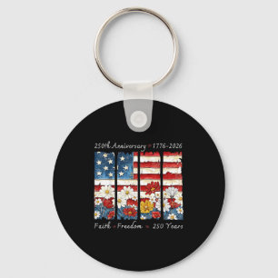 Floral retro faith freedom 250 years christian keychain
