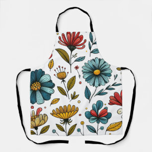 Floral  Retro Folk Art Apron