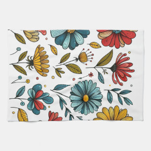 Floral Retro Folk Art Apron Kitchen Towel