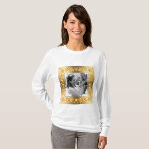 floral retro golden frame.Your photo. T-Shirt