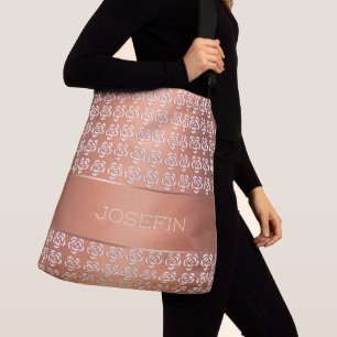 floral retro gradient pattern. Name. Crossbody Bag