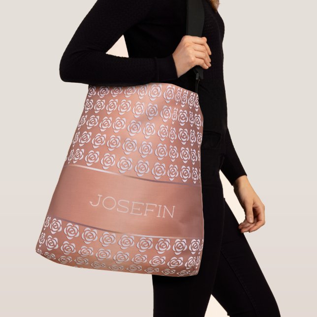 floral retro gradient  pattern. Name. Crossbody Bag (Close Up)