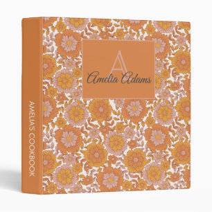Floral Retro Monogram Recipie Cookbook  Binder