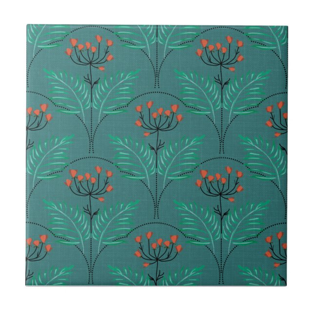 Floral retro pattern in art deco style. tile (Front)