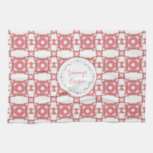 floral retro pattern.text. kitchen towel
