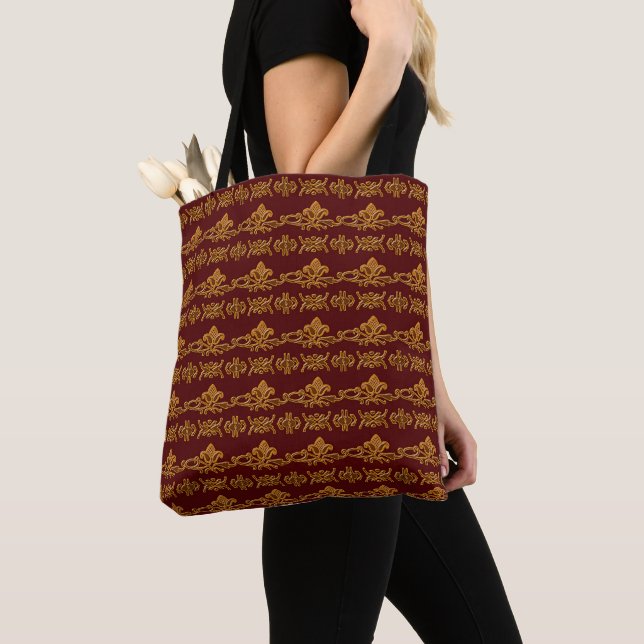 Floral Retro Pattern Tote Bag (Close Up)