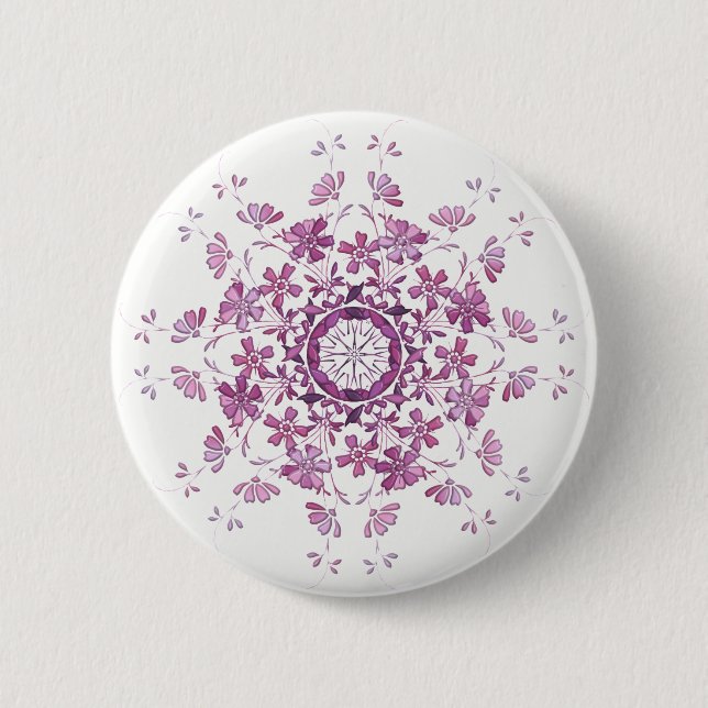 floral retro purple elment 2 inch round button (Front)