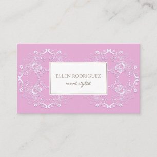 Floral retro romantic vintage pink pattern business card