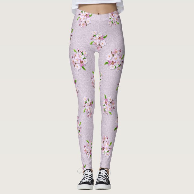 Floral retro spring  pattern. leggings (Front)