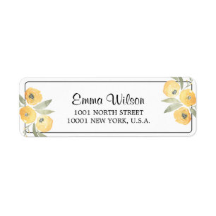 Floral Return Address Labels Yellow
