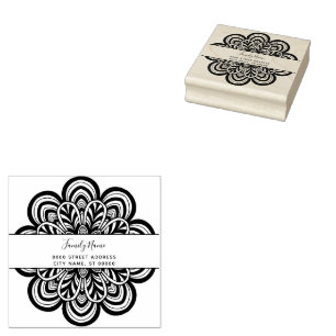 Floral Return Address Rubber Stamp