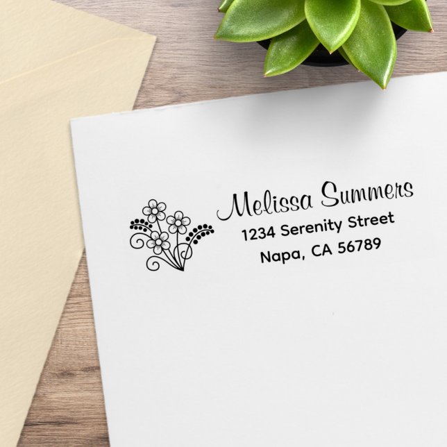 Floral Return Address Rubber Stamp (Creator Uploaded)