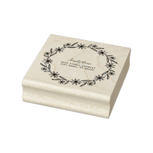 Floral Return Address Rubber Stamp