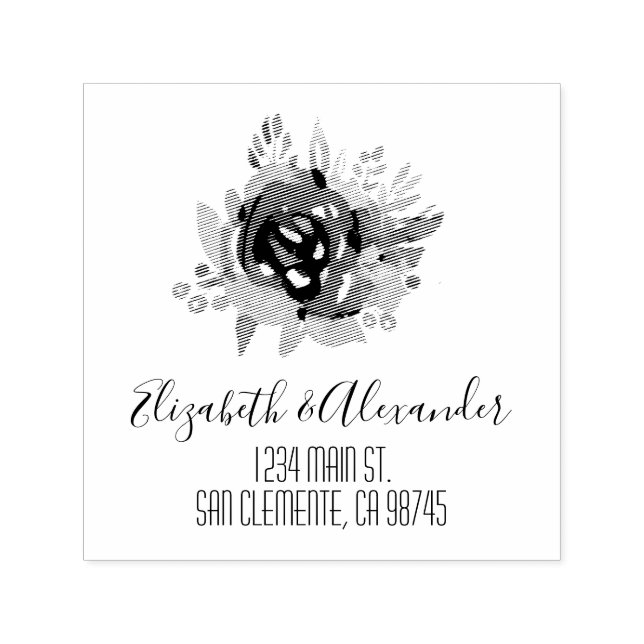 Floral Return Address Self-inking Stamp (Design)