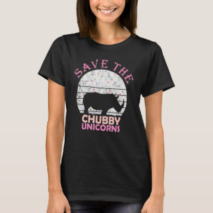 Floral Rhino For Girls Women  Save The Chubby Unic T-Shirt