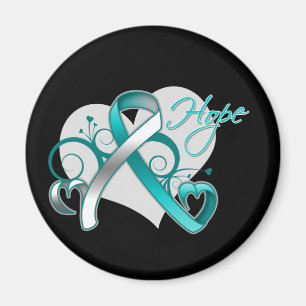 Floral Ribbon Hope - Cervical Cancer Magnet