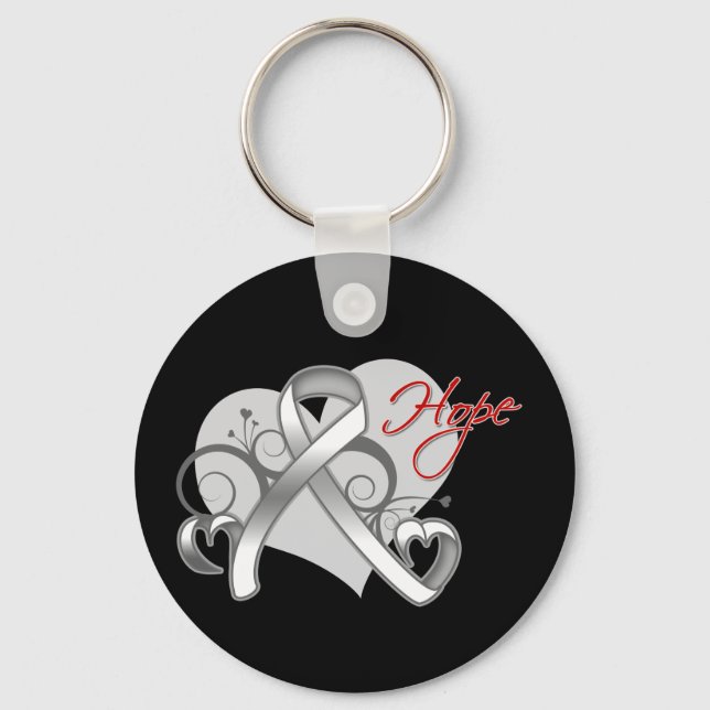 Floral Ribbon Hope - Lung Cancer Keychain (Front)