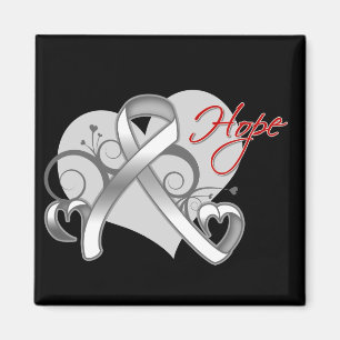 Floral Ribbon Hope - Lung Cancer Magnet
