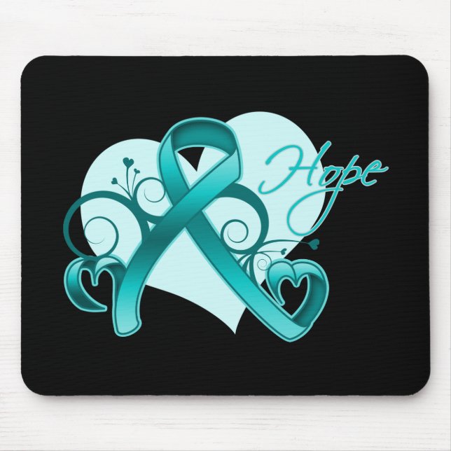 Floral Ribbon Hope - Ovarian Cancer Mouse Pad (Front)