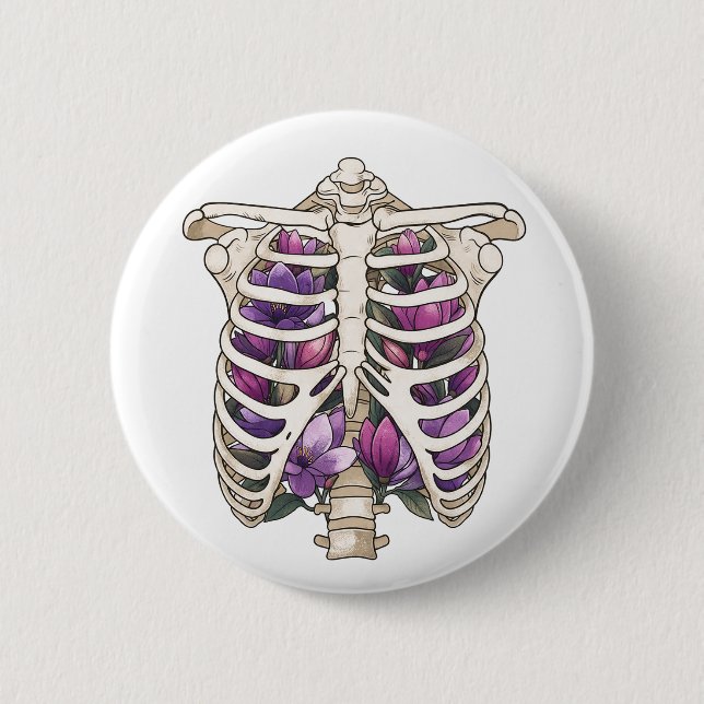 Floral Ribs 2 Inch Round Button (Front)