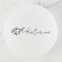 Floral Ring Dish Personalized Name Botanical